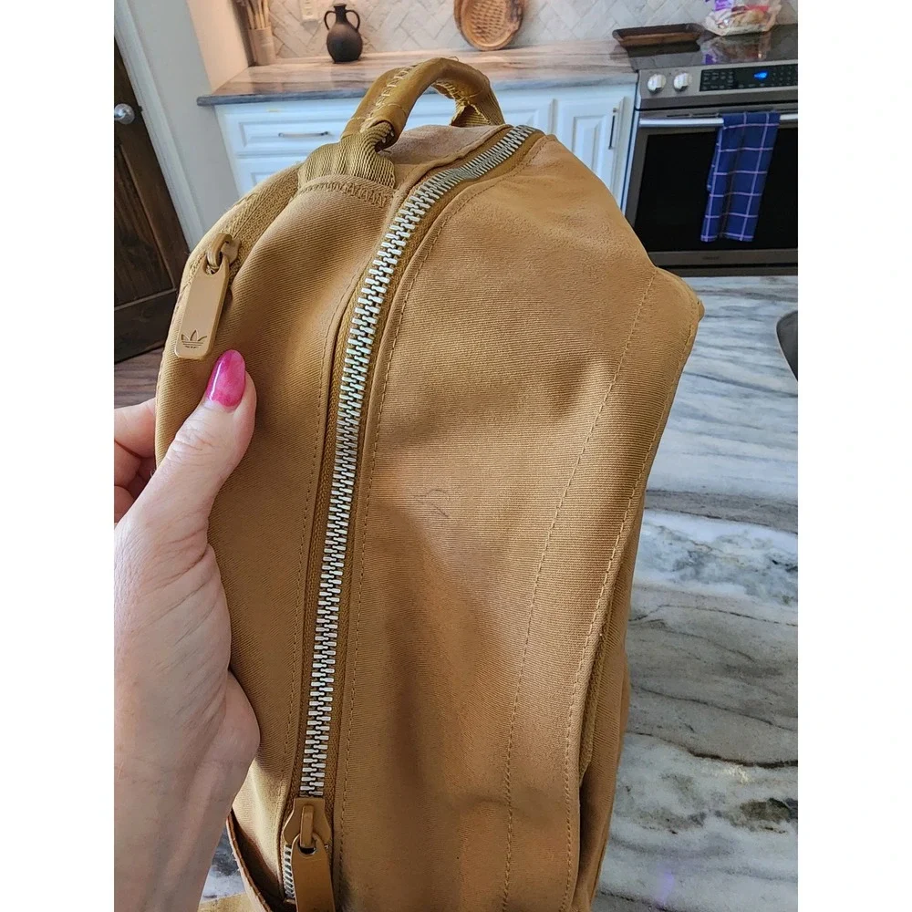 Adidas Originals ModernTrefoil Backpack Tan Canvas Gorpcore Utility Rucksack Bag